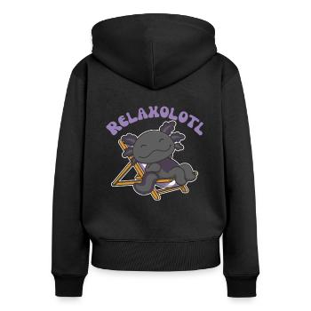 Relaxolotl Axolotl amoureux doux animaux relax - Sweat à capuche zippé Premium bio Femme - noir - Dos - Julia (174cm)
