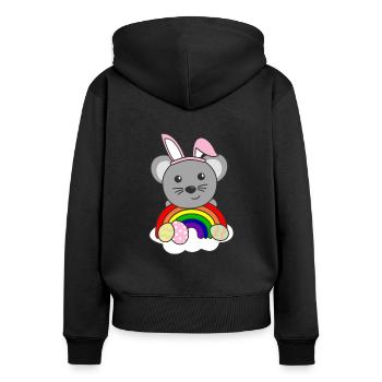 souris mignonnes à Pâques avec des œufs de Pâques souris - Sweat à capuche zippé Premium bio Femme - noir - Dos - Julia (174cm)