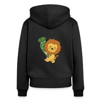 Bye bye Kindergarten Hello School Lion - Sweat à capuche zippé Premium bio Femme - noir - Dos - Julia (174cm)