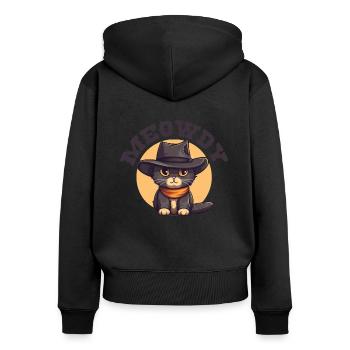 Meowdy Howdy Katze Cowboyhut süße Katzen - Frauen Premium Bio Zip Hoodie - Schwarz - Hinten - Julia (174cm)