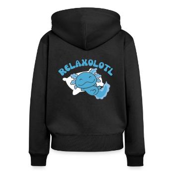 Relaxolotl Axolotl amoureux doux animaux relax - Sweat à capuche zippé Premium bio Femme - noir - Dos - Julia (174cm)