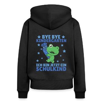 bye bye Kindergarten ich bin jetzt ein Schulkind - Frauen Premium Bio Zip Hoodie - Schwarz - Hinten - Julia (174cm)