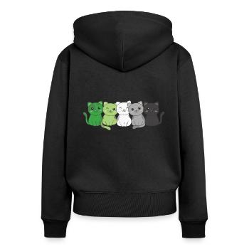Aromantic Flag Non Binary Pride LGBTQ süße Katze - Frauen Premium Bio Zip Hoodie - Schwarz - Hinten - Julia (174cm)