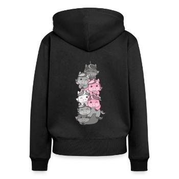 Demigirl Flag Pride LGBTQ süßer Einhorn Stapel - Frauen Premium Bio Zip Hoodie - Schwarz - Hinten - Julia (174cm)