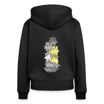 Demigent Flag Pride LGBTQ Mignon Licorne Pile - Sweat à capuche zippé Premium bio Femme - noir - Dos - Julia (174cm)