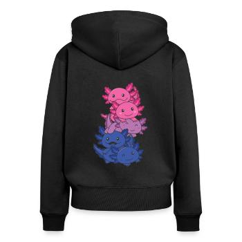 Bisexuell Flag Pride LGBTQ süßer Axolotl - Frauen Premium Bio Zip Hoodie - Schwarz - Hinten - Julia (174cm)