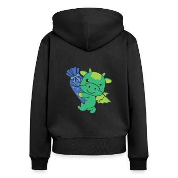 Bye bye Kindergarten Hello School Dragon - Sweat à capuche zippé Premium bio Femme - noir - Dos - Julia (174cm)