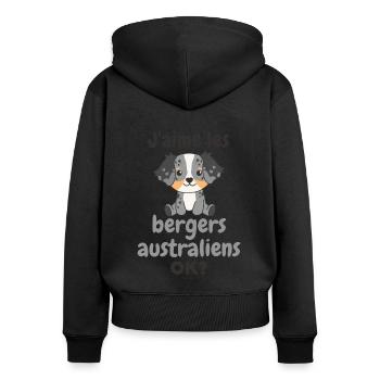 Ich mag Hunde ok? Süßer Australian Shepherd - Frauen Premium Bio Zip Hoodie - Schwarz - Hinten - Julia (174cm)