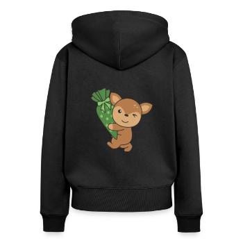 Bye bye Kindergarten Hello School Deer - Sweat à capuche zippé Premium bio Femme - noir - Dos - Julia (174cm)