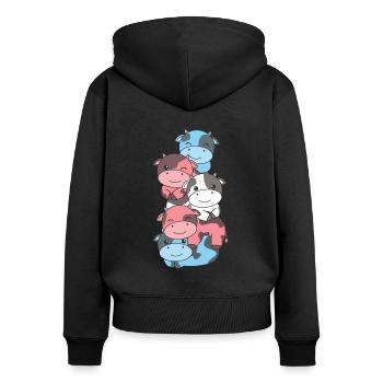Transgender Flag Pride LGBTQ süßer Einhorn Stapel - Frauen Premium Bio Zip Hoodie - Schwarz - Hinten - Julia (174cm)