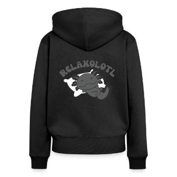 Relaxolotl Axolotl amoureux doux animaux relax - Sweat à capuche zippé Premium bio Femme - noir - Dos - Julia (174cm)