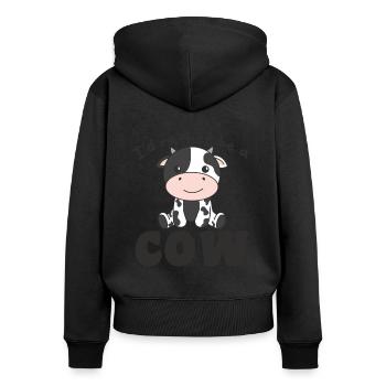 Ich wäre lieber eine Kuh - süße Kuh - Frauen Premium Bio Zip Hoodie - Schwarz - Hinten - Julia (174cm)