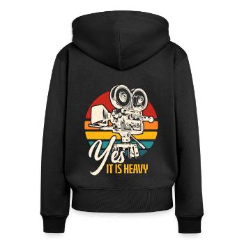 Cadreur Oui c’est des tournages vidéo rétro lourds - Sweat à capuche zippé Premium bio Femme - noir - Dos - Julia (174cm)