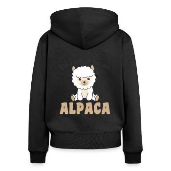 Ich wäre lieber ein Alpaka - süßes Alpaka - Frauen Premium Bio Zip Hoodie - Schwarz - Hinten - Julia (174cm)