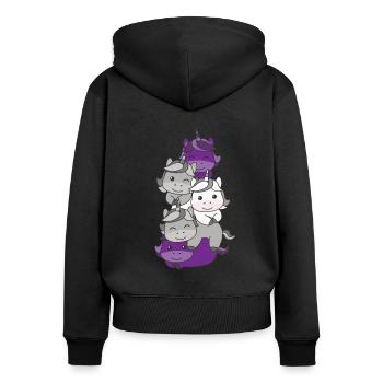 Graysexuell Flag Pride LGBTQ süßer Einhorn Stapel - Frauen Premium Bio Zip Hoodie - Schwarz - Hinten - Julia (174cm)