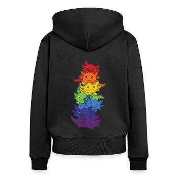 Regenbogen Axolotl süße bunte Axolotl für Kinder - Frauen Premium Bio Zip Hoodie - Schwarz - Hinten - Julia (174cm)