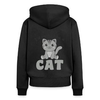 Je préfère être un chat - chat mignon - Sweat à capuche zippé Premium bio Femme - noir - Dos - Julia (174cm)
