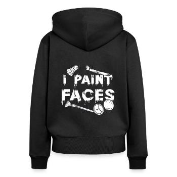 I Paint Faces Loves Cosmetologist Makeup Artists - Women's Premium Organic Zip Hoodie - black - Back - Julia (174cm)