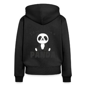 Ich wäre lieber ein Panda - süße Panda - Frauen Premium Bio Zip Hoodie - Schwarz - Hinten - Julia (174cm)