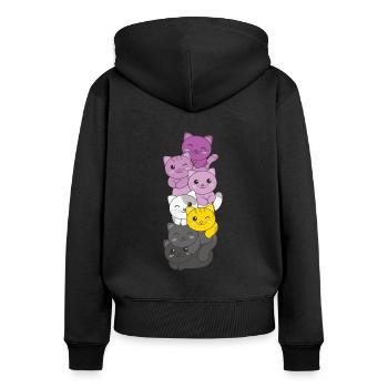 Monosexual Flag Pride LGBTQ Cute Cat Stack - Women's Premium Organic Zip Hoodie - black - Back - Julia (174cm)