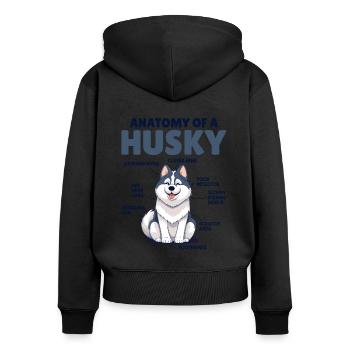 Dog Explanation Anatomy of a Husky - Women's Premium Organic Zip Hoodie - black - Back - Julia (174cm)