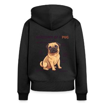 Explication du chien Anatomie d’un carlin - Sweat à capuche zippé Premium bio Femme - noir - Dos - Julia (174cm)