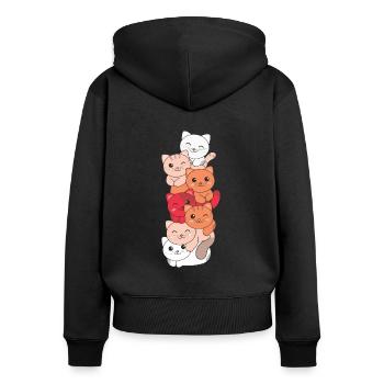 Paragirl Flag Pride LGBTQ Cute Cat Stack - Women's Premium Organic Zip Hoodie - black - Back - Julia (174cm)