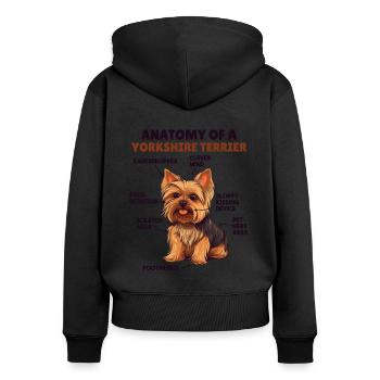 Dog explanation Anatomy of a Yorkshire Terrier - Women's Premium Organic Zip Hoodie - black - Back - Julia (174cm)