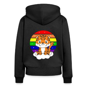 Tiger colorful rainbow for kids cute tiger - Women's Premium Organic Zip Hoodie - black - Back - Julia (174cm)