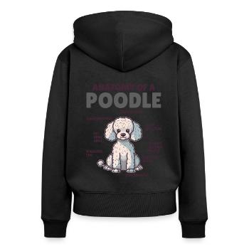Explication du chien Anatomie d’un caniche - Sweat à capuche zippé Premium bio Femme - noir - Dos - Julia (174cm)