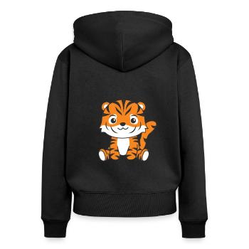 Tigre animaux mignons pour enfants manga tigre - Sweat à capuche zippé Premium bio Femme - noir - Dos - Julia (174cm)