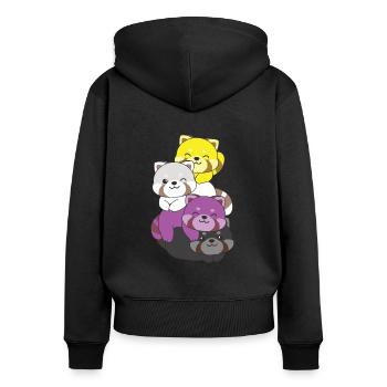 Nonbinary Flag Pride LGBTQ Cute Red Panda - Women's Premium Organic Zip Hoodie - black - Back - Julia (174cm)