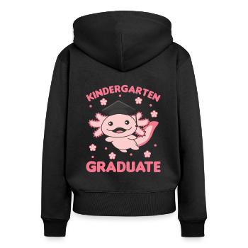 Kids Kindergarten graduate Axolotl Graduation - Frauen Premium Bio Zip Hoodie - Schwarz - Hinten - Julia (174cm)