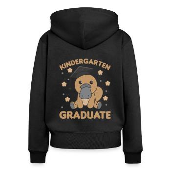 Kids Kindergarten graduate Platypus Graduation - Women's Premium Organic Zip Hoodie - black - Back - Julia (174cm)