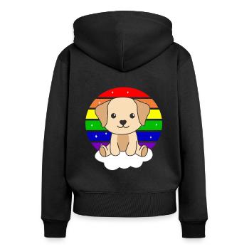 Labrador colorful rainbow for kids cute dog - Women's Premium Organic Zip Hoodie - black - Back - Julia (174cm)