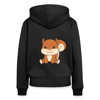 Écureuil animaux mignons pour enfants manga - Sweat à capuche zippé Premium bio Femme - noir - Dos - Julia (174cm)
