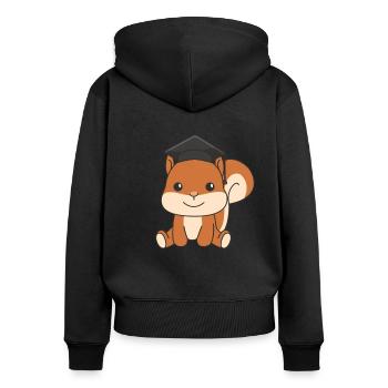 Kindergarten cloué l’écureuil graduation - Sweat à capuche zippé Premium bio Femme - noir - Dos - Julia (174cm)
