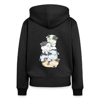 Unlabeld Flag Pride LGBTQ Cute Cow - Women's Premium Organic Zip Hoodie - black - Back - Julia (174cm)