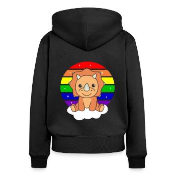 Triceratops colorful rainbow for kids Dino - Women's Premium Organic Zip Hoodie - black - Back - Julia (174cm)