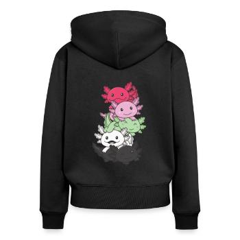 Reciproromantic Flag Pride LGBTQ süßer Axolotl - Frauen Premium Bio Zip Hoodie - Schwarz - Hinten - Julia (174cm)