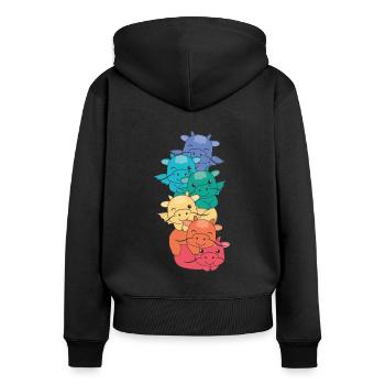 Regenbogen Flag Pride LGBTQ süßer Drache Stapel - Frauen Premium Bio Zip Hoodie - Schwarz - Hinten - Julia (174cm)
