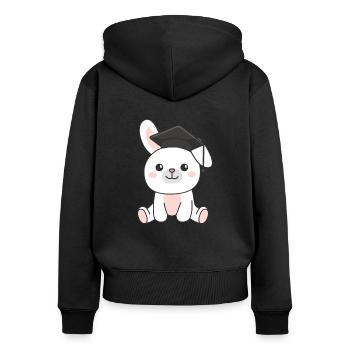 Kids Kindergarten nailed it Hase Graduation - Frauen Premium Bio Zip Hoodie - Schwarz - Hinten - Julia (174cm)