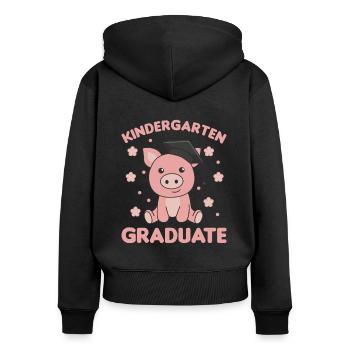Kids Kindergarten graduate Schwein Graduation - Frauen Premium Bio Zip Hoodie - Schwarz - Hinten - Julia (174cm)