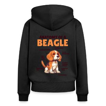 Explication du chien Anatomie d’un beagle - Sweat à capuche zippé Premium bio Femme - noir - Dos - Julia (174cm)