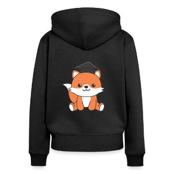Kids Kindergarten nailed it Fuchs Graduation - Frauen Premium Bio Zip Hoodie - Schwarz - Hinten - Julia (174cm)