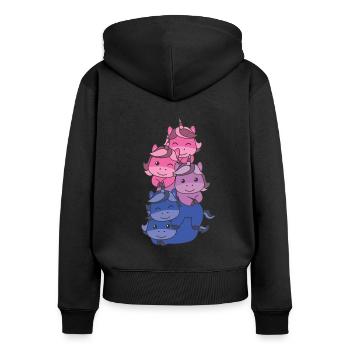 Bisexuell Flag Pride LGBTQ süßer Einhorn - Frauen Premium Bio Zip Hoodie - Schwarz - Hinten - Julia (174cm)