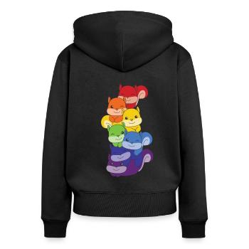 Écureuil arc-en-ciel Écureuil coloré mignon - Sweat à capuche zippé Premium bio Femme - noir - Dos - Julia (174cm)