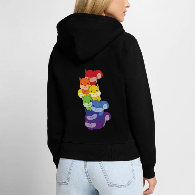 Regenbogen Eichhörnchen süße bunte Eichhörnchen Frauen Premium Bio Zip Hoodie