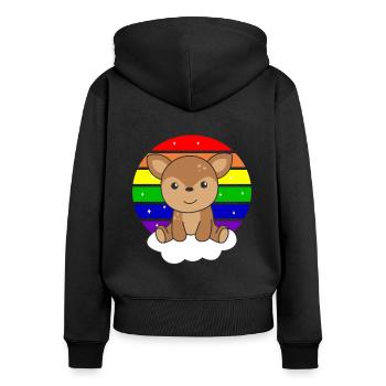 Deer colorful rainbow for kids cute deer - Women's Premium Organic Zip Hoodie - black - Back - Julia (174cm)