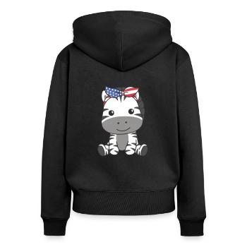 4 juillet American Zebra for Kids USA - Sweat à capuche zippé Premium bio Femme - noir - Dos - Julia (174cm)
